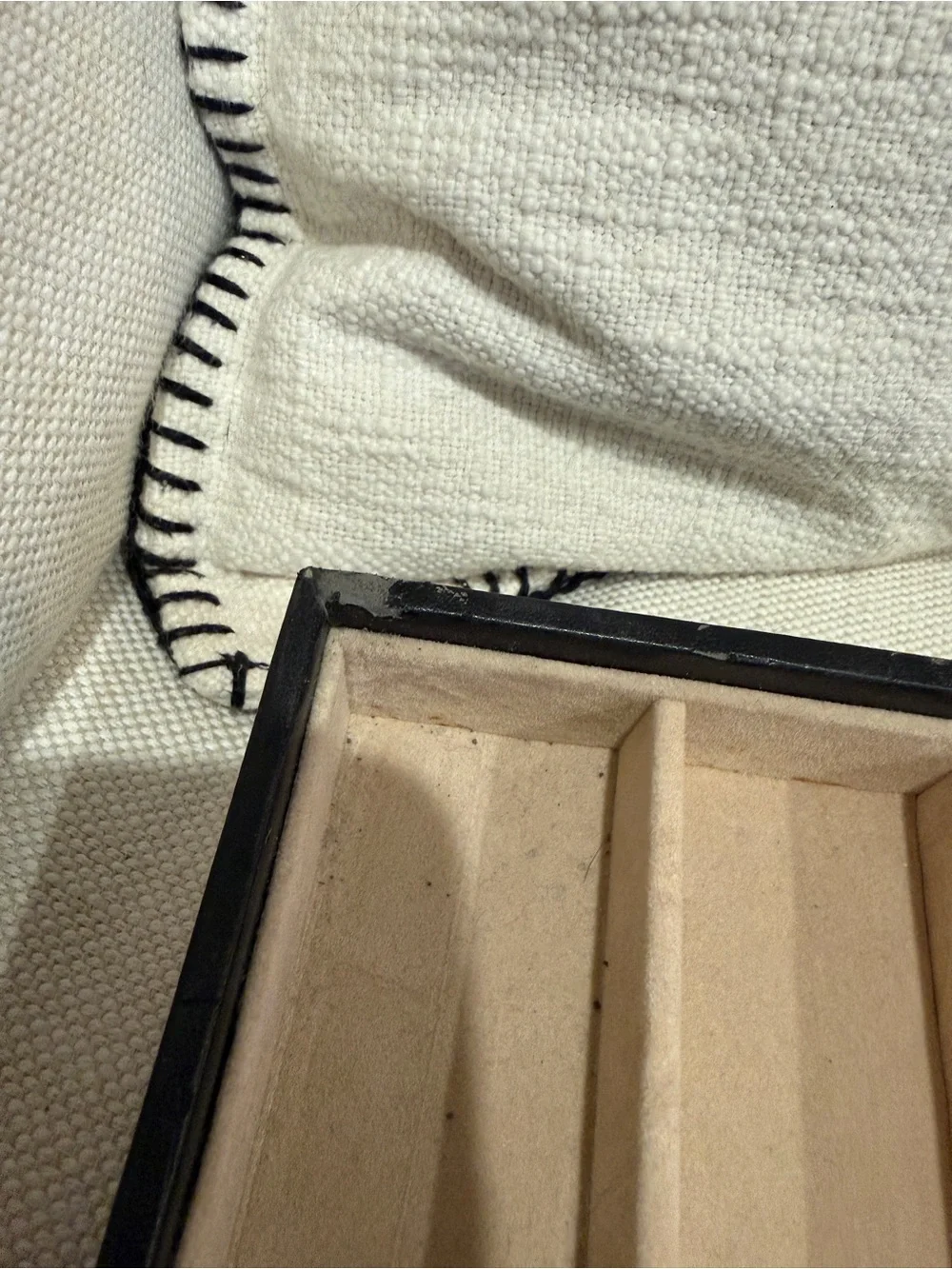 Set of Black Jewelry Divider Trays with Beige Felt Inserts